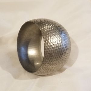 Wide Silver Metal Bangle